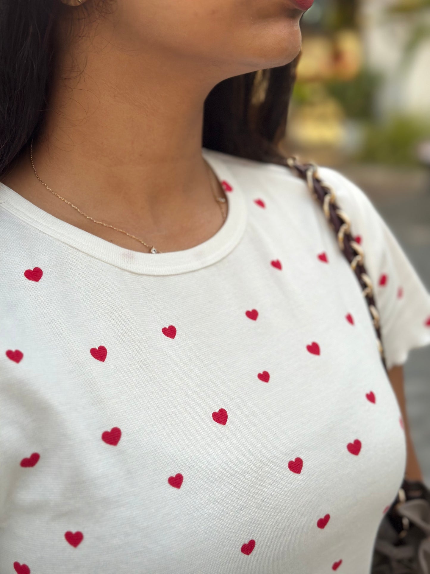 white red hearts crop tee